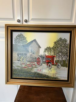 H. Hargrove Tractor In Apple Orchard serigraph