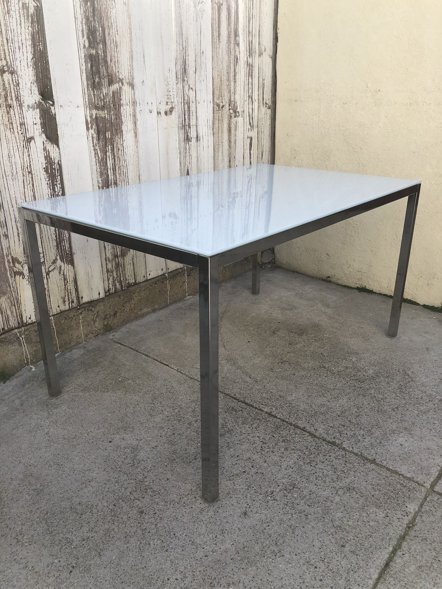 Modern Frosted Glass and Chrome Table