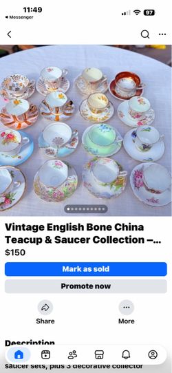 Vintage English Bone China Teacup & Saucer Collection – 16 Sets