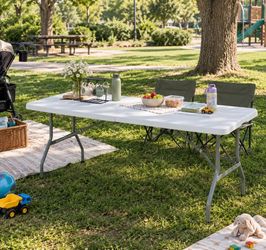 6ft fold in half utility table, lightweight, indoor and outdoor