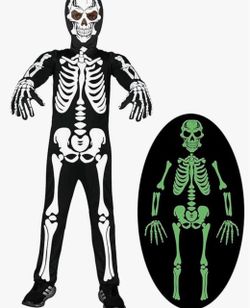 4.6 4.6 de 5 (434) Koatobbor Disfraz de esqueleto para niños que brilla en la oscuridad, disfraces aterradores de Halloween para