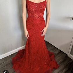 Red Mermaid Prom Dress