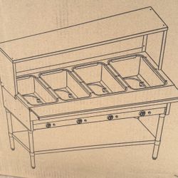 Electric Stainless Steel Steam Table Food Warmer  58”x 30”x 34”