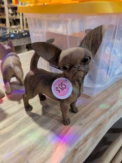 Hand-Carved Wooden Chihuahua Dog Figurine