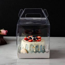 10Pcs Clear Cake Boxes Carrier Packaging for 4 Inch Cake Transparent Gift Box Plastic Cupcake Candy Display Boxes Portable Single Cake Containers for 