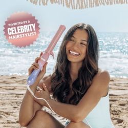 New The Beachwaver Co. B1 Rotating Curling Iron - Pink Sunset