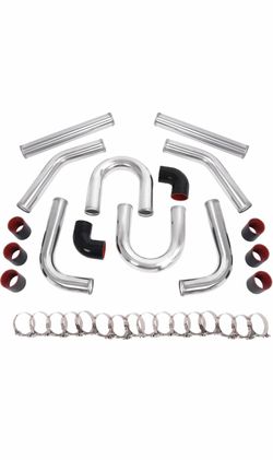 3" 8Pcs Aluminium Turbo Intercooler Piping w/U Pipe Black Silicone