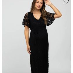 Pinkblush Black Lace Maternity Maxi Dress