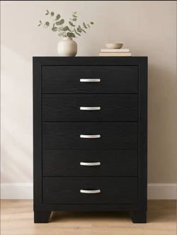Black 5-Drawer Tall Chest - New in the box, picture is display model (if listed, it's available)