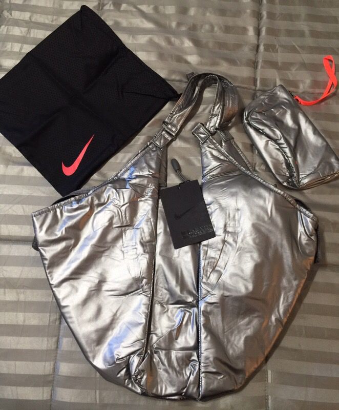 Nike+Victory+Gym+Tote+Bag+Metallic+Silver+1526+CU+in+Water+Resist+Ba5009+110  for sale online