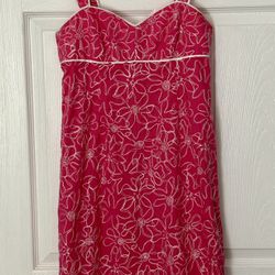 Lilly Pulitzer Pink Floral Embroidery Sweetheart Dress