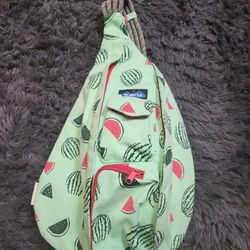 Kavu Rope Sling Crossbody Backpack Bag in watermelon green