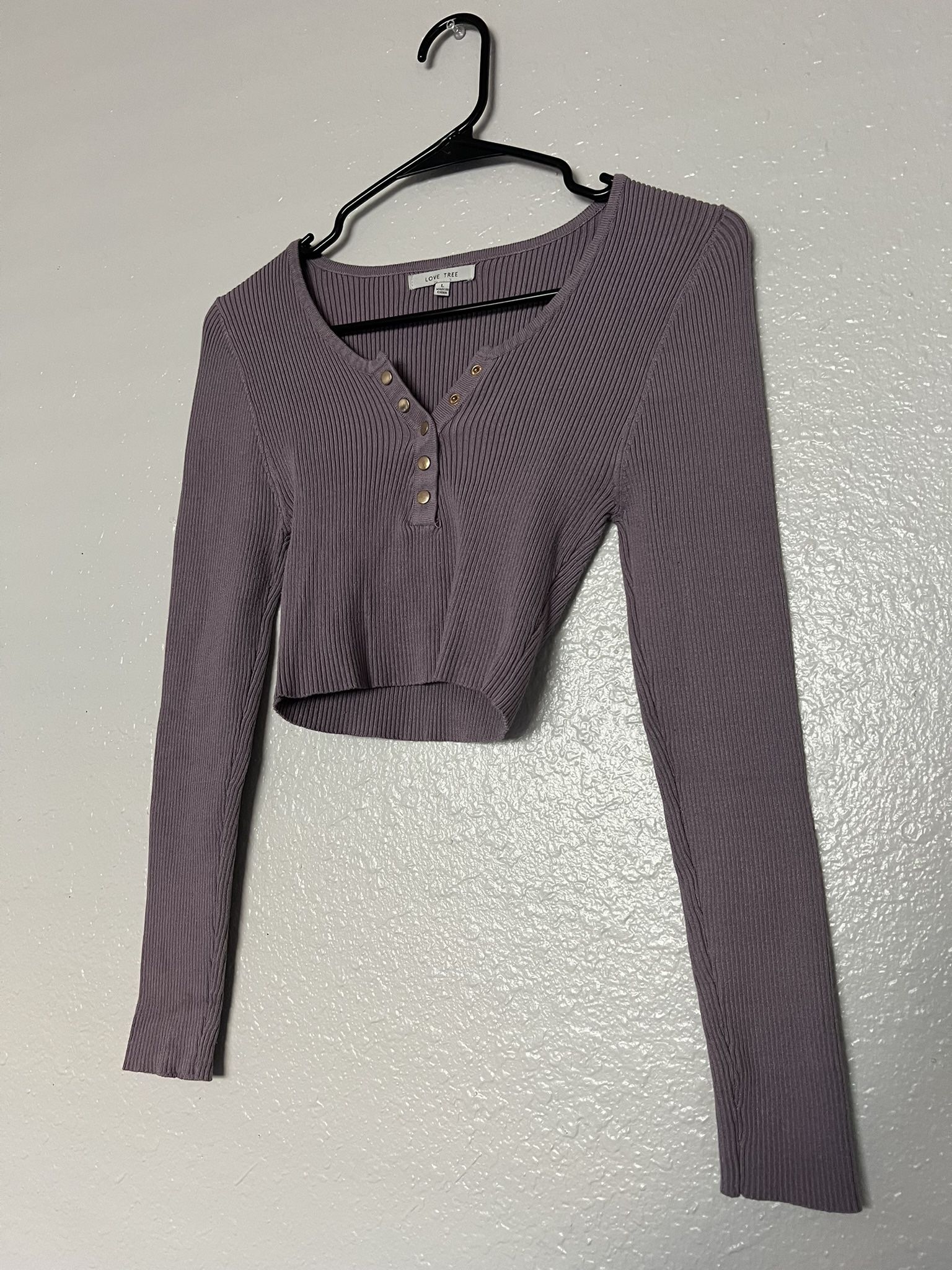 Purple Long Sleeve Crop top