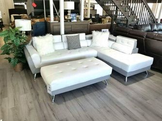 White Sectional with Grey tone