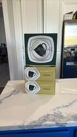Brand New, Original Packaging, Noritake Graphite  wave Square 4-Piece Place Setting, Service for 3, original labels and boxes. Original owner, unused.