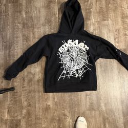 Sp5der Hoodie Black And White Webbed