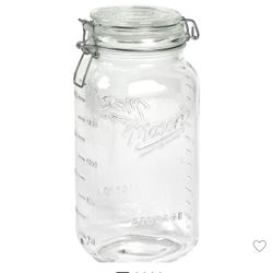 Mason Craft & More 3L Clamp Jars: Large Glass Canning Jar with Lid, Wide Mouth,