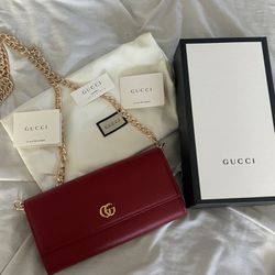 Authentic Gucci Marmont Wallet On Chain Crossbody Bag 