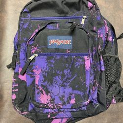 JanSport Backpack Black Purple Pink Abstract