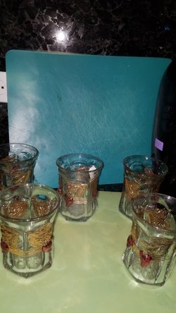 Vintage gold leaf painted glasses