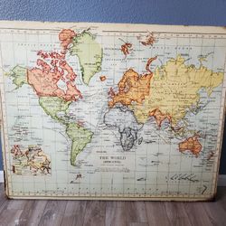 Vintage Style World Map Wrapped Canvas
