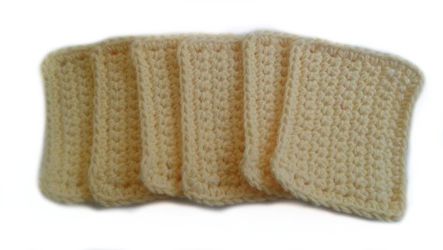 Reusable Crocheted Cotton Sponge, Washcloths, Set of 6