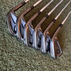 Miura Golf iron set (5, 6, 7, 8, 9, and PW) TC-102 modus 3 Tour 115 stiff flex steel shafts.