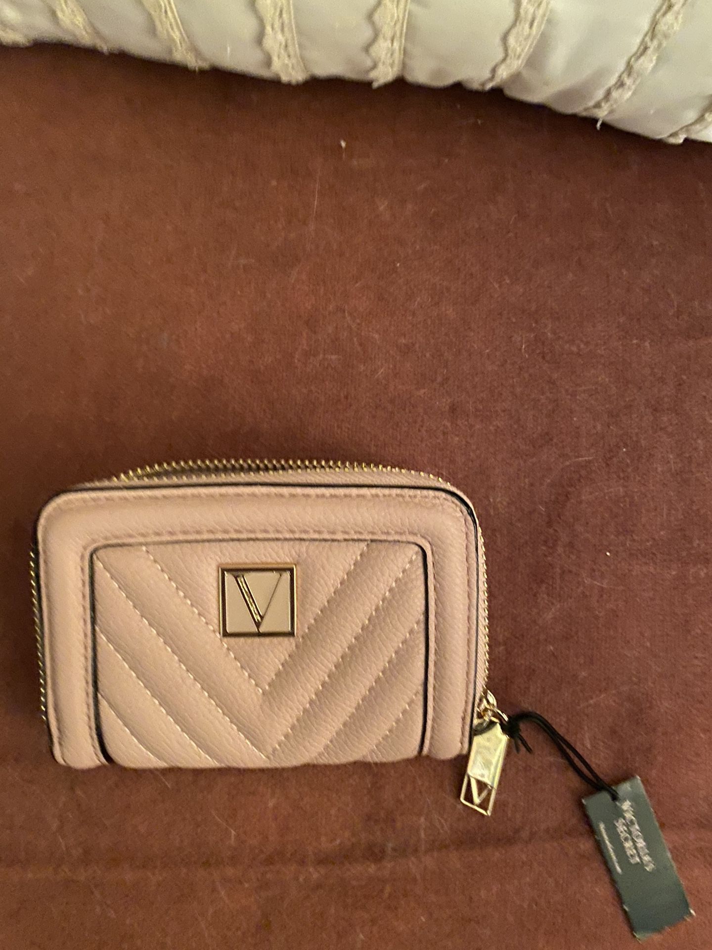 Brand New VS Blush Colored Zipper Small Wallet With Card Slots