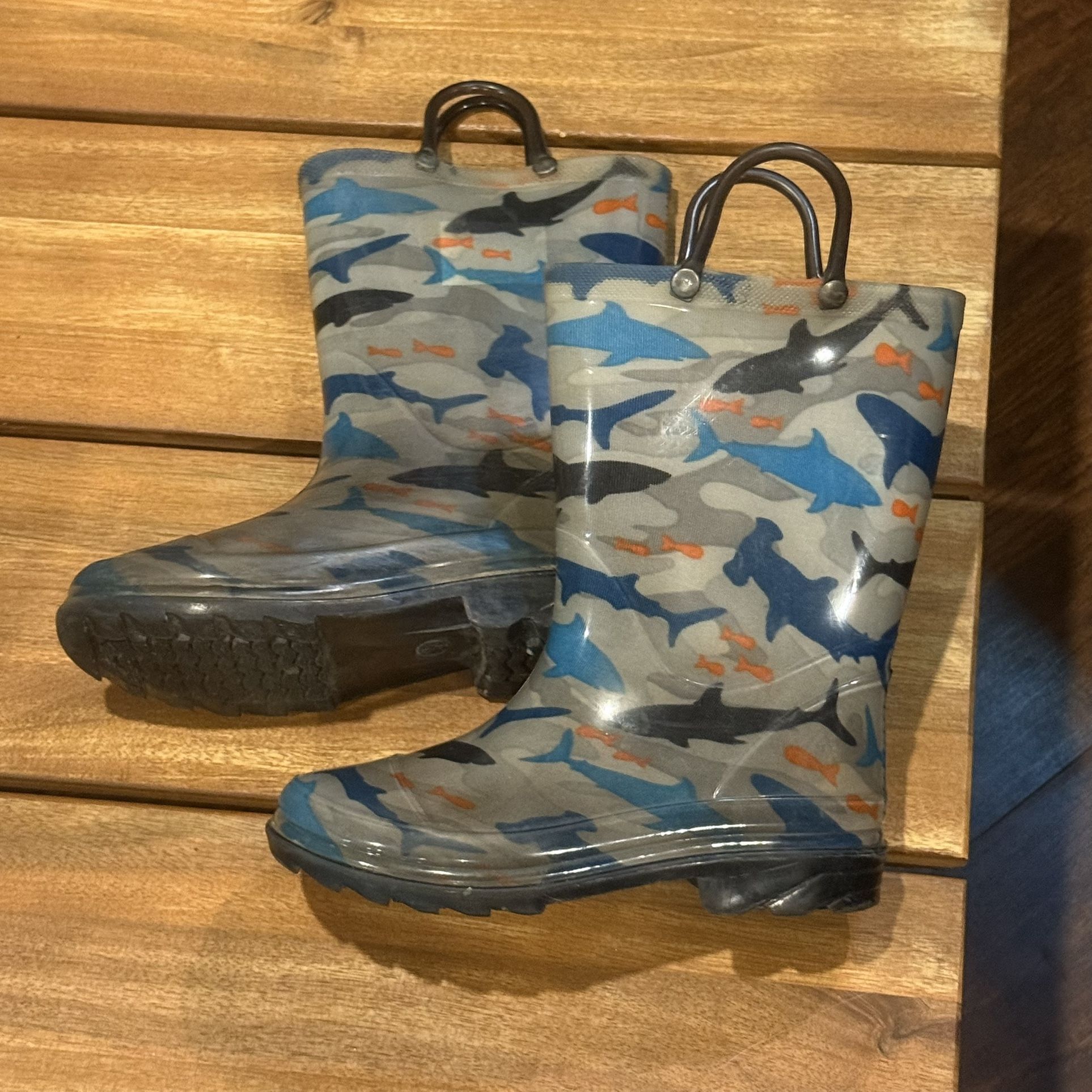 Kids Rain Boots • Shark Print • Size 11/12