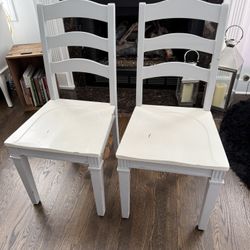 Pair of Modern Country Wood Dining Chairs