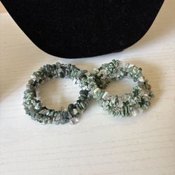 Set Of 2 Jade Green Wrap Bracelets