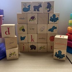 Pottery Barn Wooden Stacking Kids Blocks 24 PC 