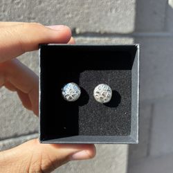 925 Silver Round Nugget Earrings 