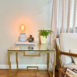 Gold and Glass End Table by Furniture of America