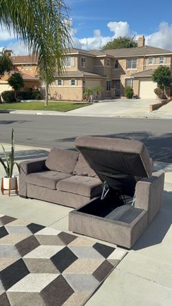 🩶DELIVERY AVAILABLE! CUTE L SHAPED SECTIONAL COUCH SLEEPER SOFACOUCH W STORAGE
