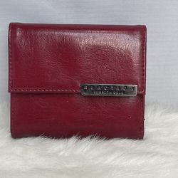Kenneth Cole Reaction Red Clutch Wallet Small Good Condition 