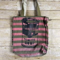 vintage ANDY WARHOL Campbells Tomato Soup tote bag 2007 Y2K stripes art Loop