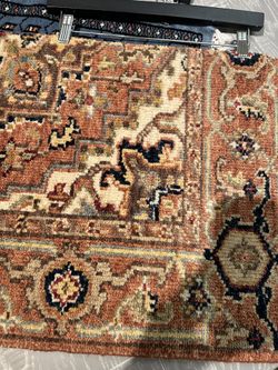 Lovely 9’x12’ All Wool Rug In Rust, Tan, And Ecru