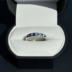 14k white gold Round Black & White 0.4CTW Diamond Ladies Anniversary Ring Wedding Band sz7