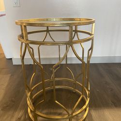 Gold mirror side table 
