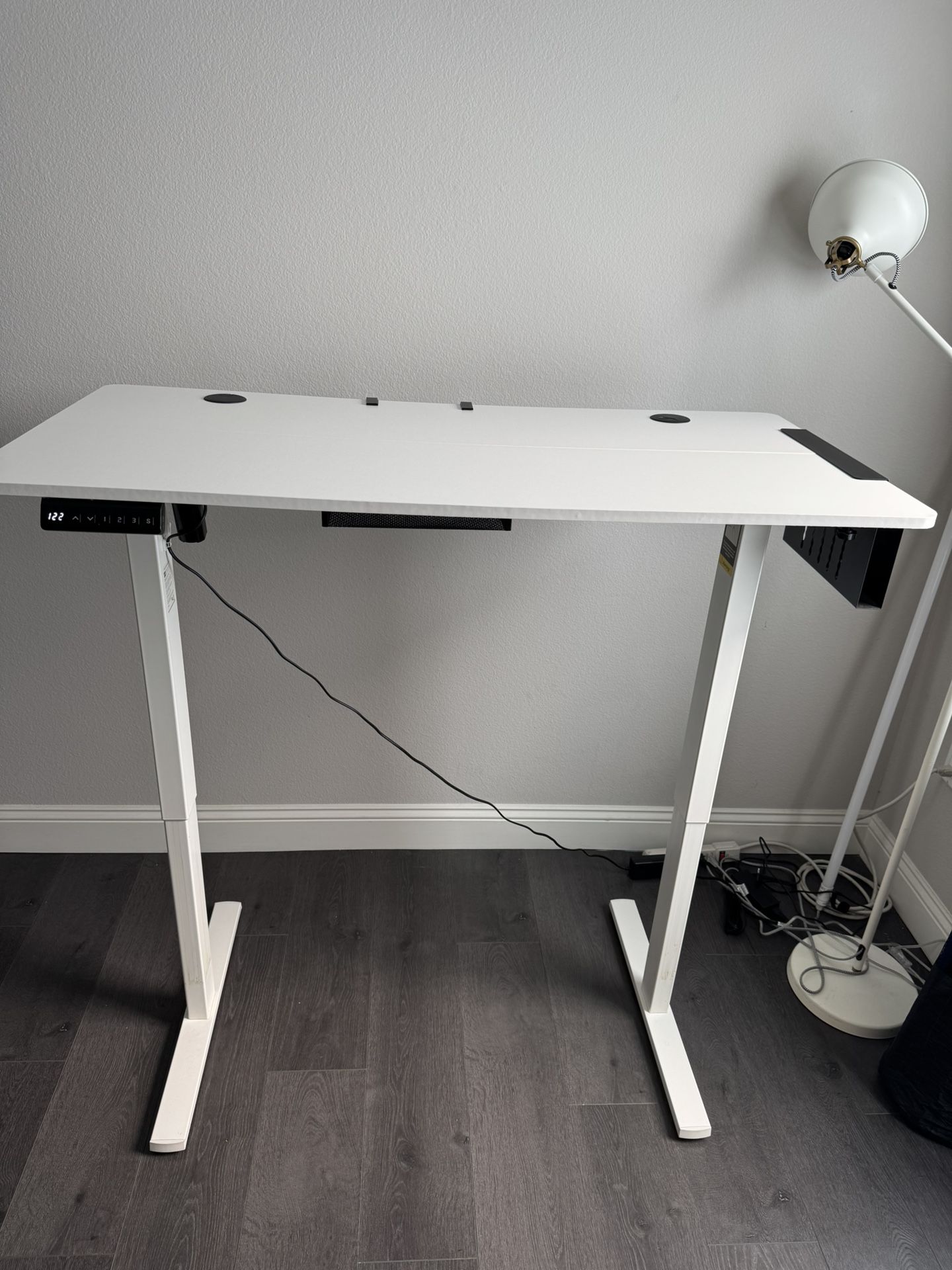 White adjustable height desk