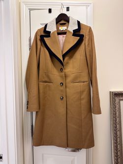 Boden Camel Wool Coat – US 6 / UK 10 – Navy Trim – Excellent Condition