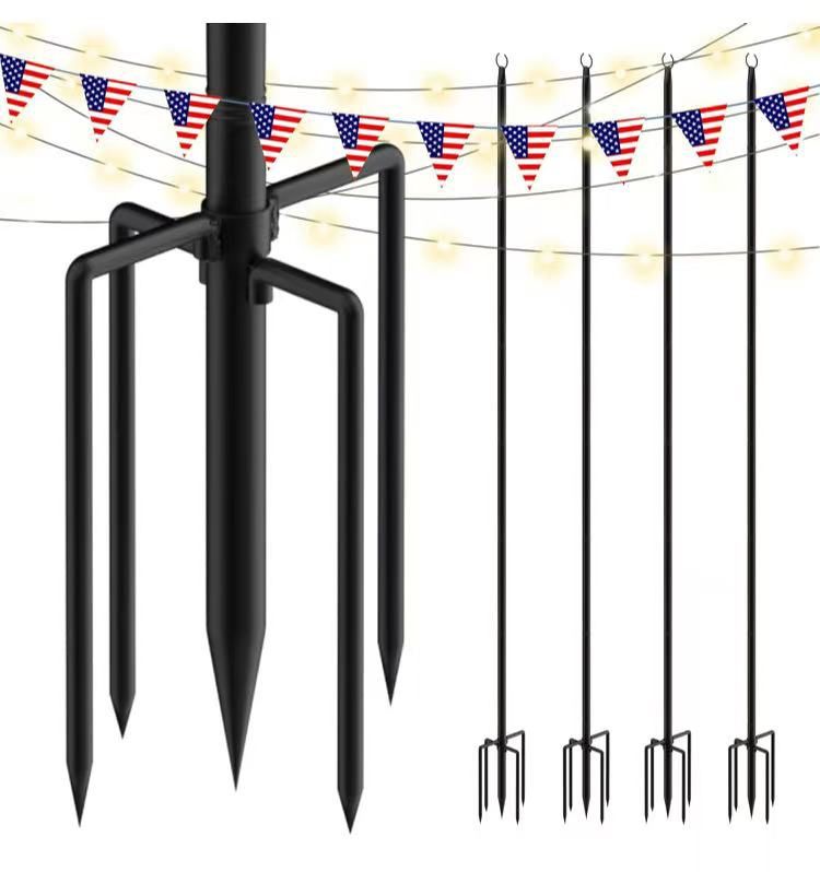 4Pack 9FT String Light Poles for Outside,Electrophoresis Design Waterproof and Rustproof,for Outdoor String Lights Garden,Patio,Wedding,Backyard,Deck,