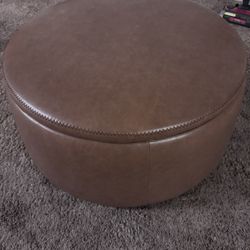 Leather Stitched Ottoman