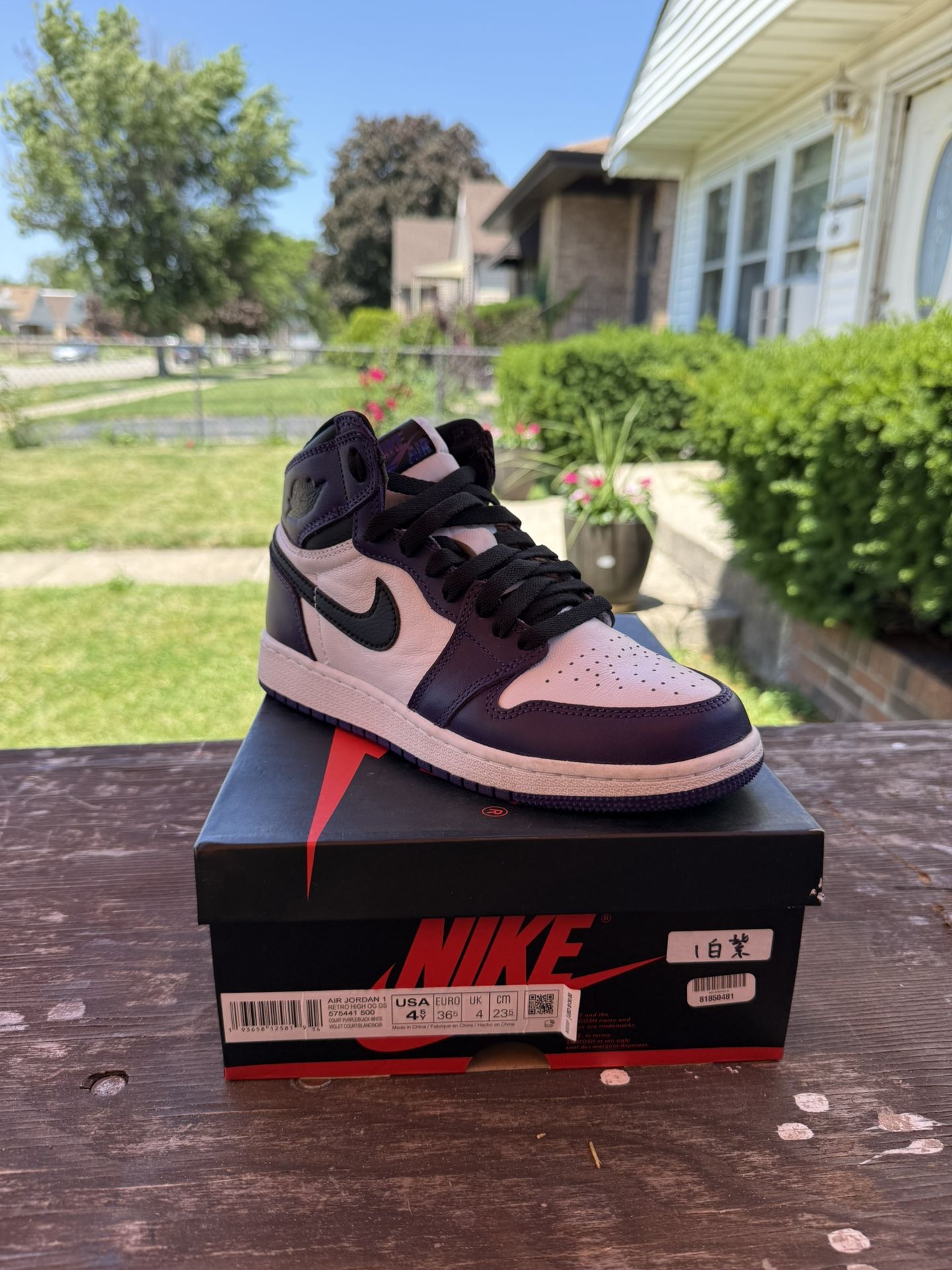 Nike Air Jordan 1 High Court Purple White (GS) Women’s US Size 4.5Y