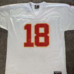 Vintage Kansas City Chiefs Elvis Grbac #18 Jersey Men’s Size L Logo Athletic NFL White Red Yellow