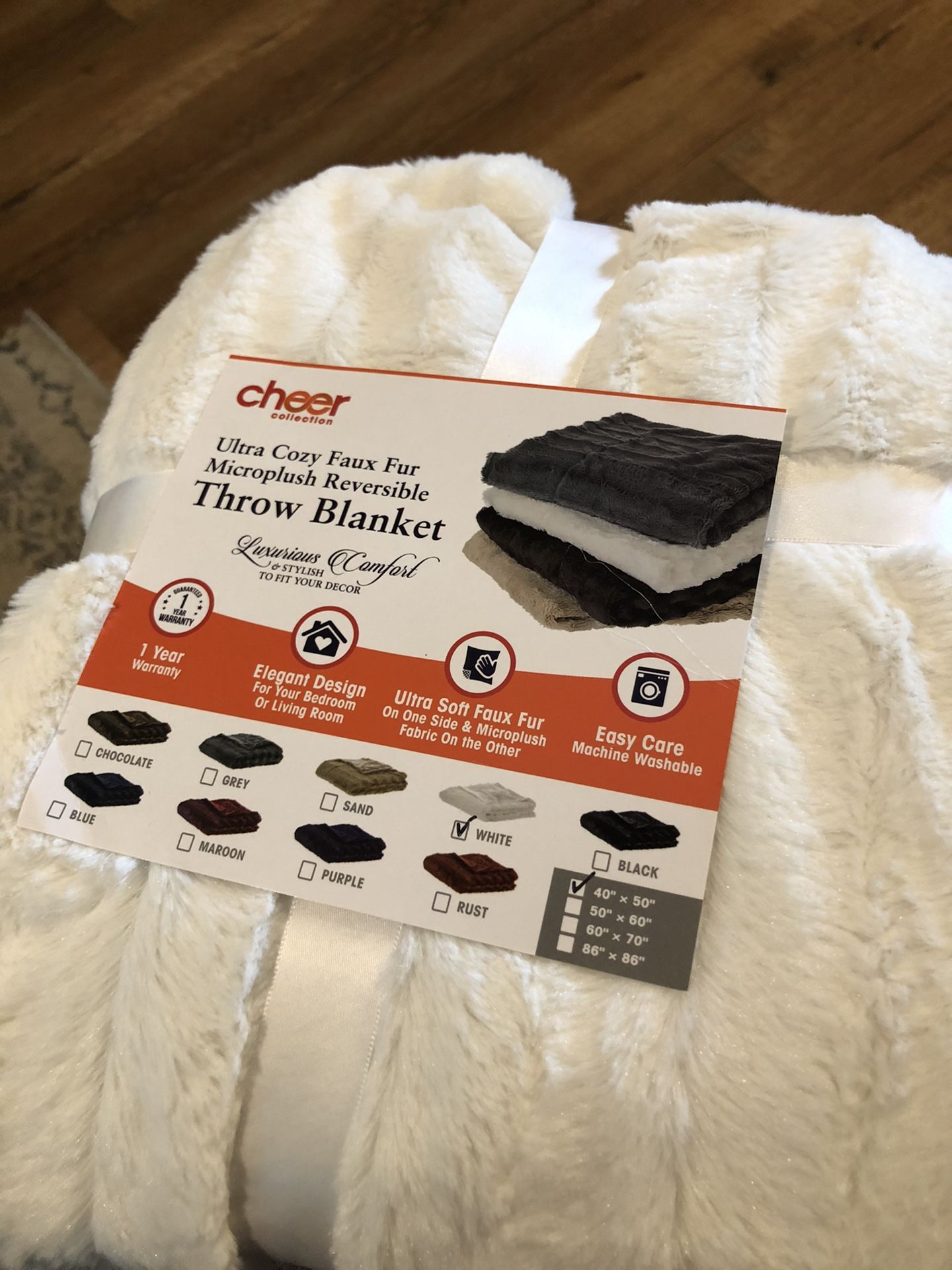 Faux Fur Throw Blanket NEVER USED