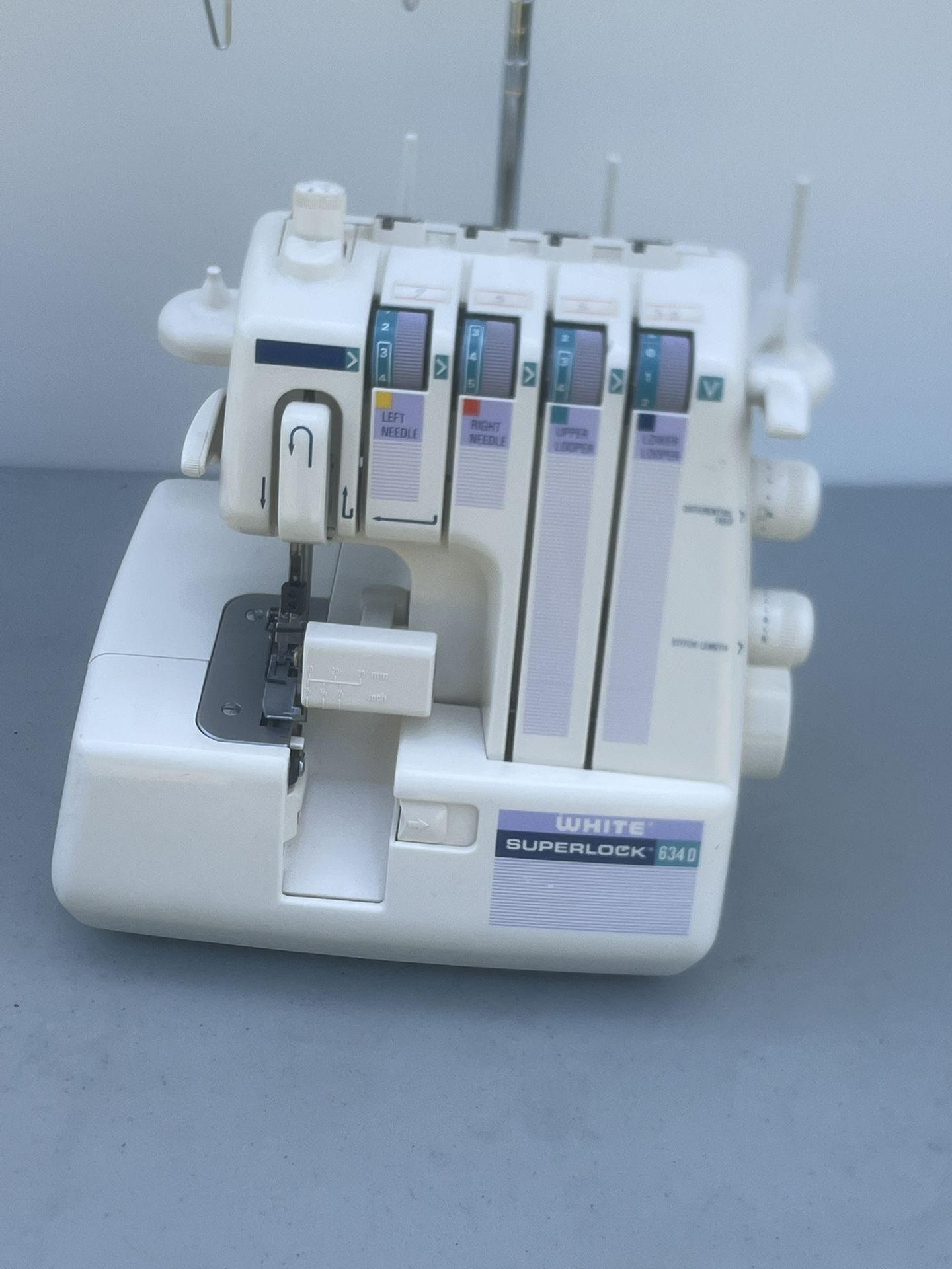 White Superlock 634D Serger Sewing Machine parts to repair only! Why? Simply put no power supply for testing purposes. What I would say not guaranteed