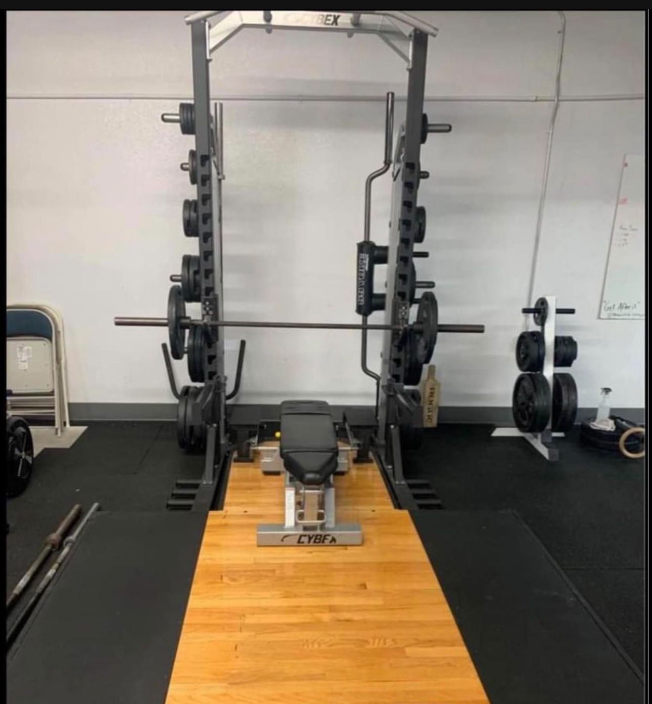 Cybex Olympic Commercial Squat Rack With Platform & Adjustable Weight Bench- Nautilus, Flex, Precor, Icarian, Hammer Strength, Life Fitness