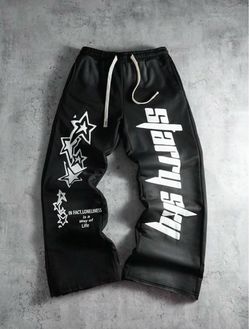 Black Graphic Streetwear Sweatpants
